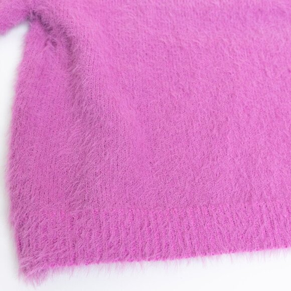 John + Jenn Clarke Polo Knit Sweater Fuzzy Petal Pink Boxy Cropped - Picture 9 of 15